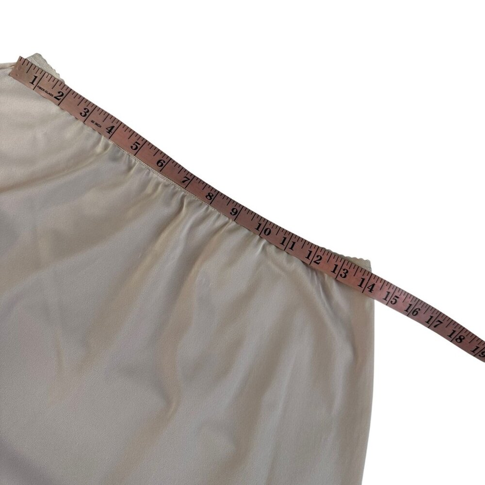 Vintage Shadowline Half Slip Large Tall Beige Nylon Lace Trim 27" USA Made - Picture 7 of 8